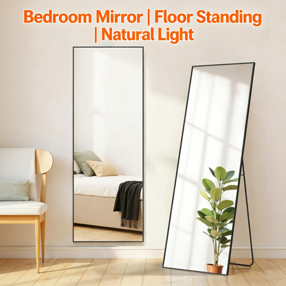 Shatterproof Full Length Floor Mirror with Aluminum Frame for Home