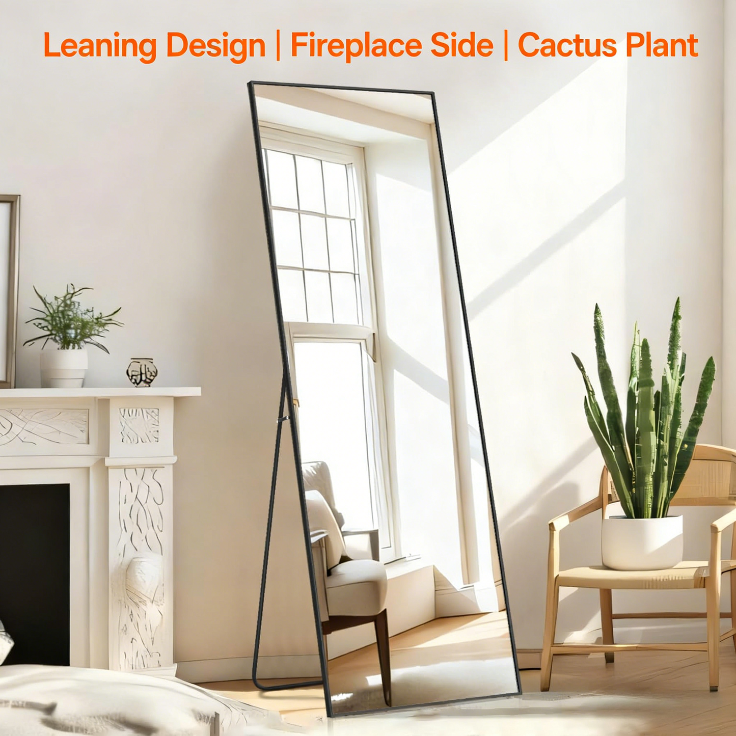 Shatterproof Full Length Floor Mirror with Aluminum Frame for Home