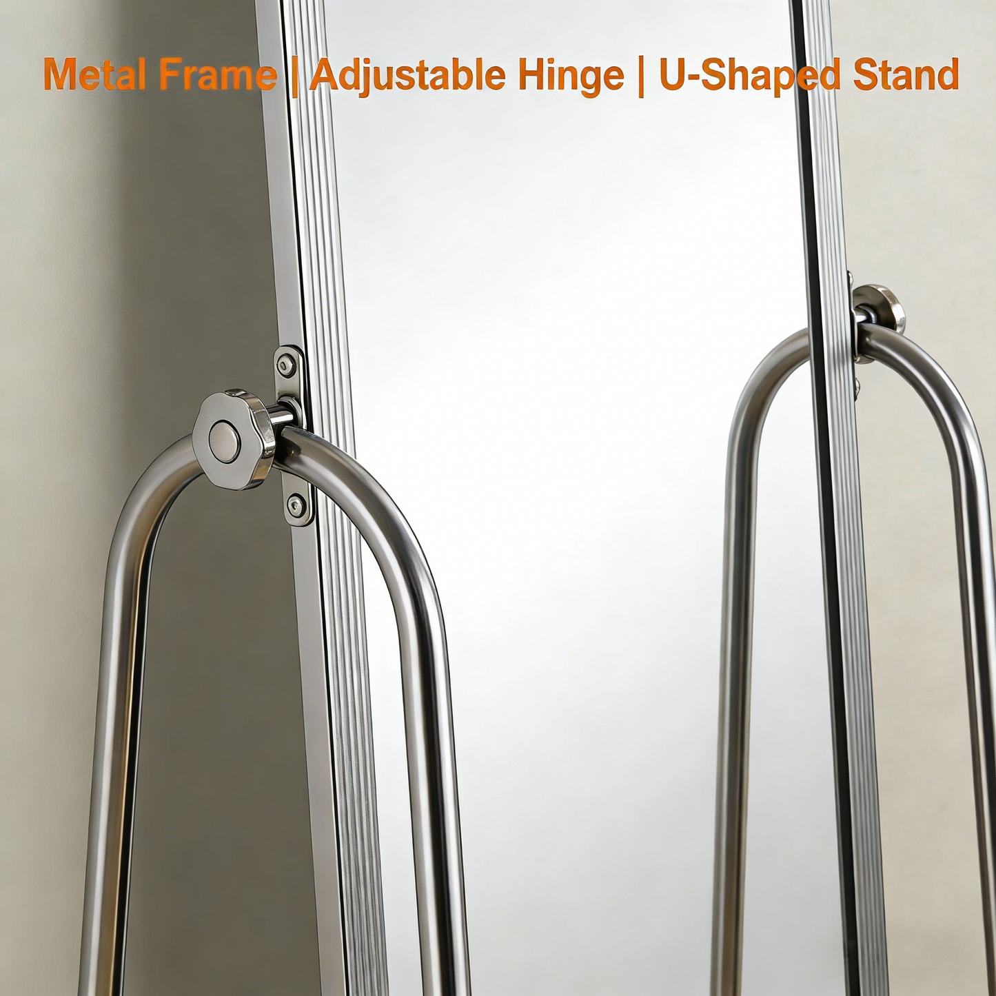 Slim Metal Frame Full Length Mirror, Shatterproof Adjustable Standing Floor Mirror