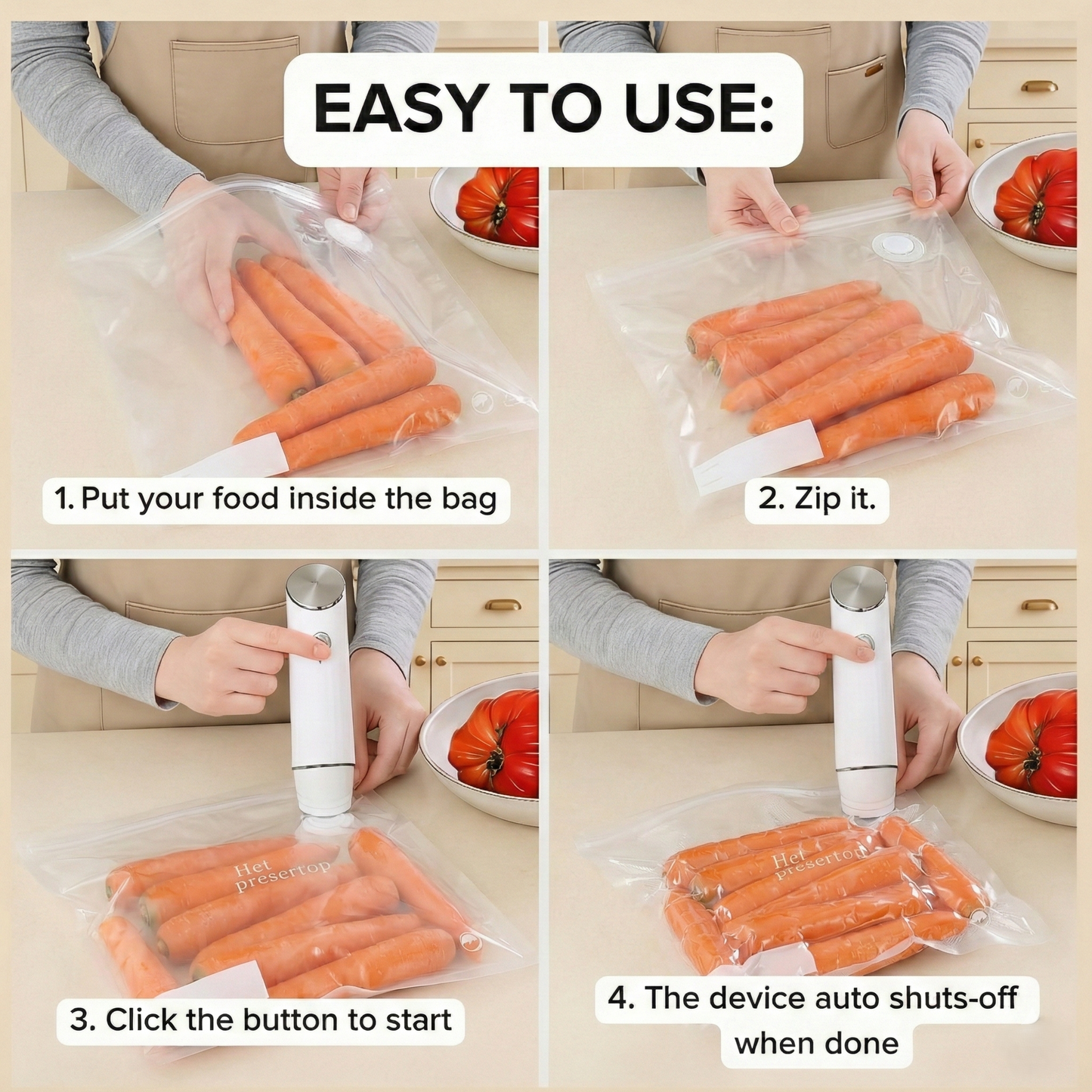 Gentle Life Cordless Vacuum Sealer Bundle with Glass Containers and Reusable Food Bags